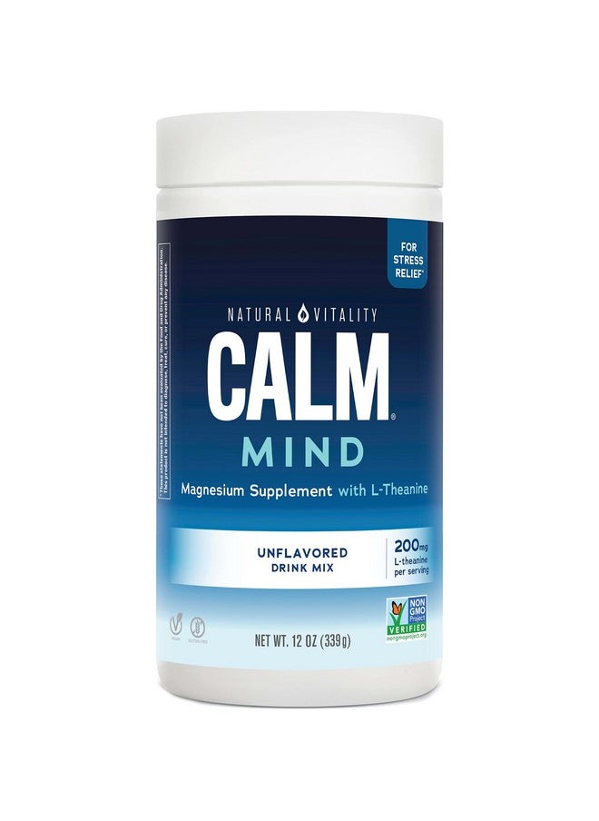 Natural Vitality - Calm Mind Magnesium Citrate + Ltheanine Powder Supplement For Stress Relief Gluten Free & Vegetarian Unflavored 12 Oz - Image 1