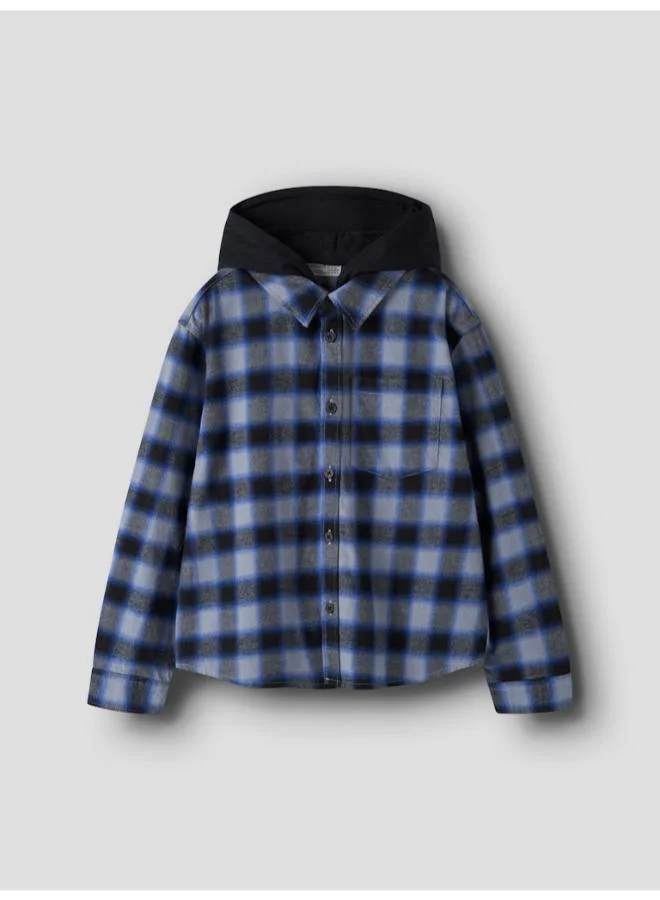 نيم ات Kids Checked Long Sleeve Shirt With Hoodie
