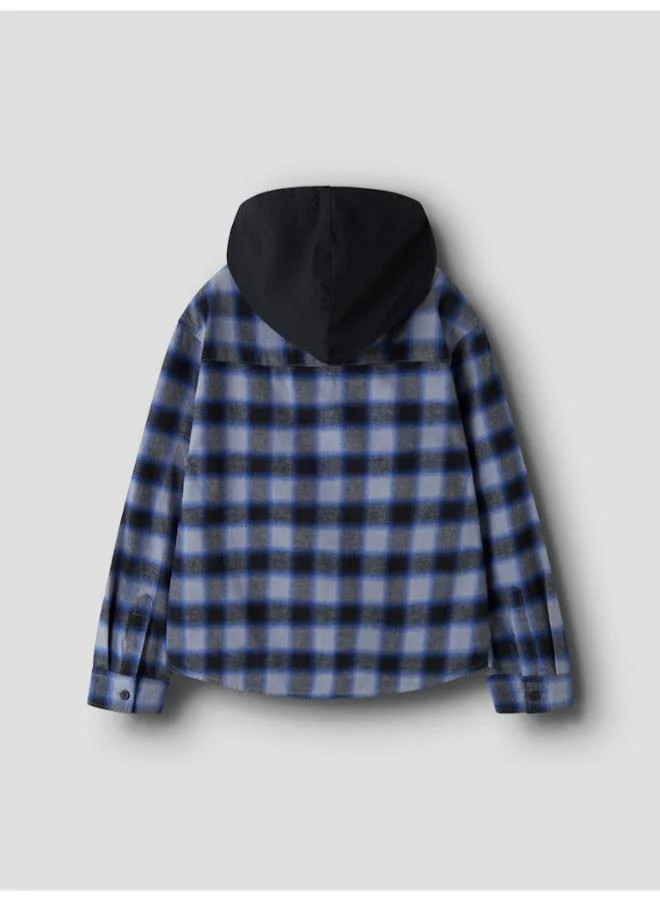 نيم ات Kids Checked Long Sleeve Shirt With Hoodie