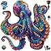 Qiuenisray 500 Piece Puzzles for Adults Wooden Octopus Jigsaw Puzzles FSC Certified Cool Puzzles Unique Shape Ocean Puzzle Piece Wall Decor Wood Puzzles Creative Gift for Family Game 169x169 in - Image 2