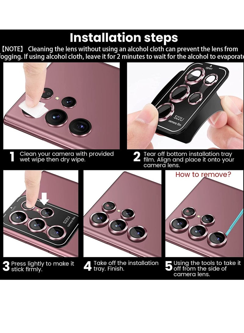 Phone Planet Camera Lens Tempered Glass Protector for Galaxy S22 Ultra, Aviation Aluminum Alloys Protection Cap Scratch Resistant Protector, Compatible with Galaxy S22 Ultra - Image 2