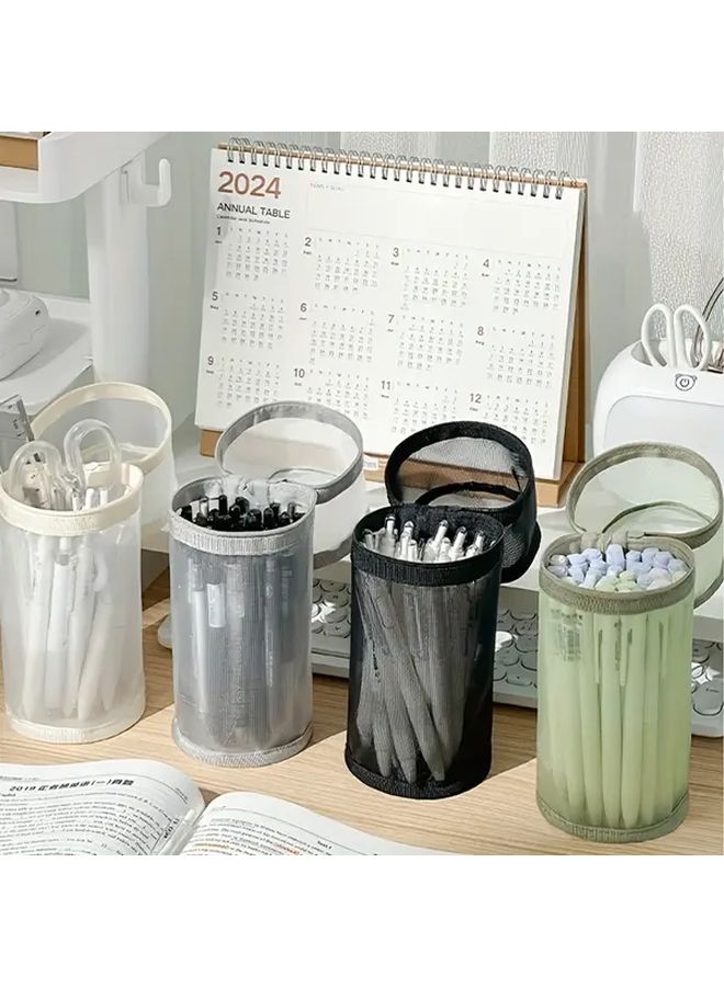 Grey Mesh Pen Case Large Capacity Breathable Organizer Pouch For Office School - Image 1