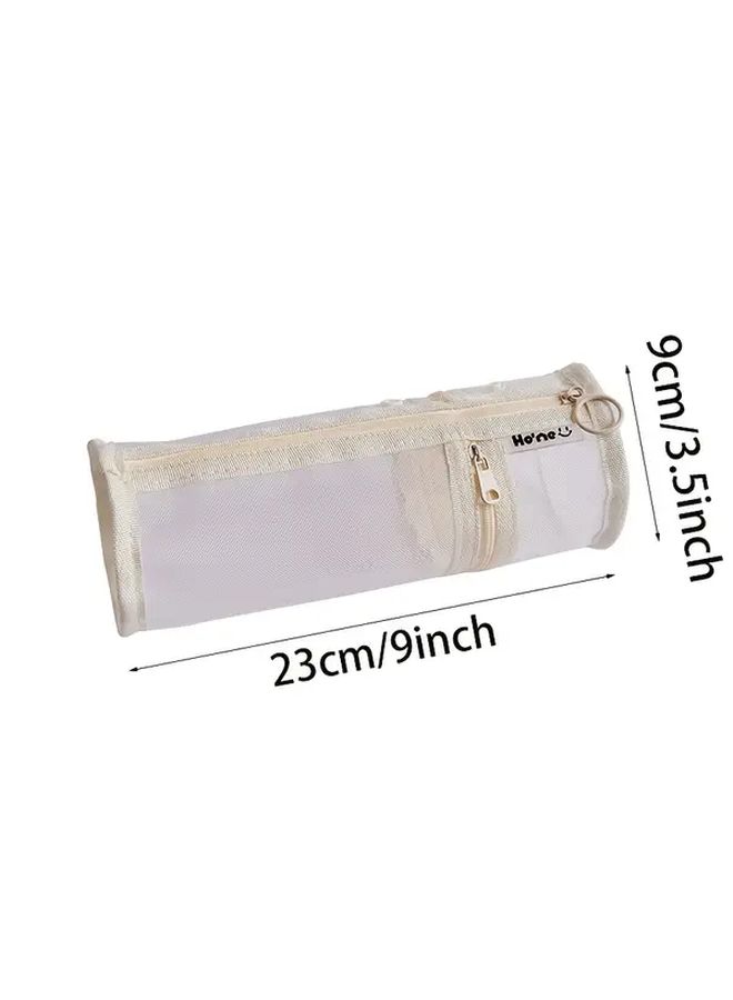 Grey Mesh Pen Case Large Capacity Breathable Organizer Pouch For Office School - Image 4