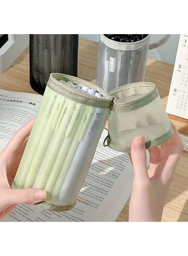 Grey Mesh Pen Case Large Capacity Breathable Organizer Pouch For Office School - Image 5