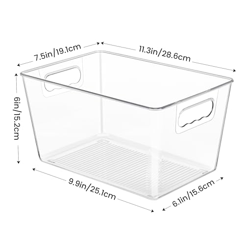 YIHONG 12 Pack Clear Pantry Organizer Bins, Plastic Containers with Handle for Kitchen,Freezer,Cabinet,Closet,Bathroom Under Sink Storage - Image 2
