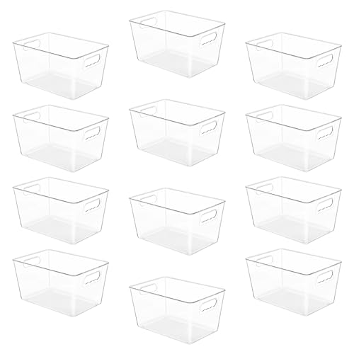 YIHONG 12 Pack Clear Pantry Organizer Bins, Plastic Containers with Handle for Kitchen,Freezer,Cabinet,Closet,Bathroom Under Sink Storage - Image 1