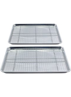 Checkered Chef Checkered Chef Baking Sheet Set - Set of 2 Large 18" x 13" Stainless Steel Half Pans for Baking w/ Oven Safe Cooling Racks (2 Pack)  - Image 1