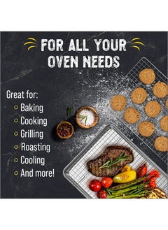 Checkered Chef Checkered Chef Baking Sheet Set - Set of 2 Large 18" x 13" Stainless Steel Half Pans for Baking w/ Oven Safe Cooling Racks (2 Pack)  - Image 4