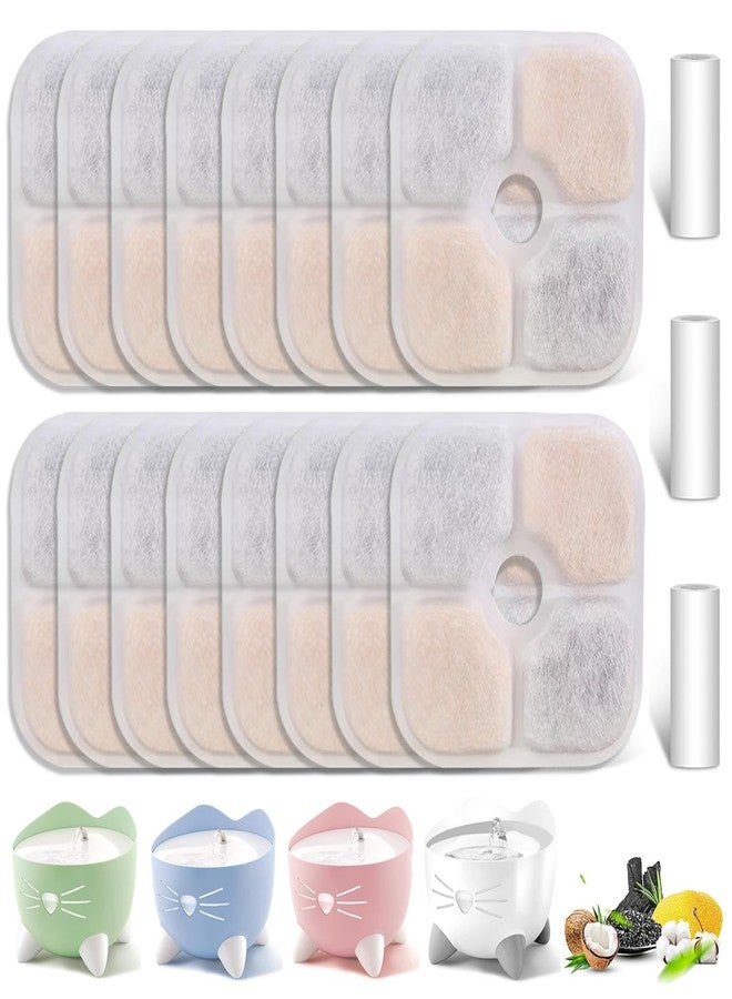 عبوة من 16 فلتر بديل لنافورة مياه القطط، متوافقة مع نافورة شرب القطط Catit PIXI، فلاتر مياه Catit تحافظ على صحة حيوانك الأليف وترطيبه (16+3) - Image 1