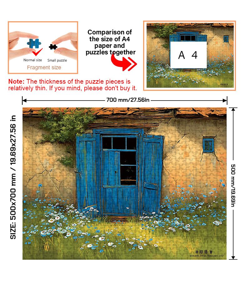 A 500 Piece Large Jigsaw Puzzle 27.56x19.69inch Adult Puzzle Featuring Blue Window Lattice Floral Scene Gift for Birthdays Valentine Day Mothers Day - Image 4