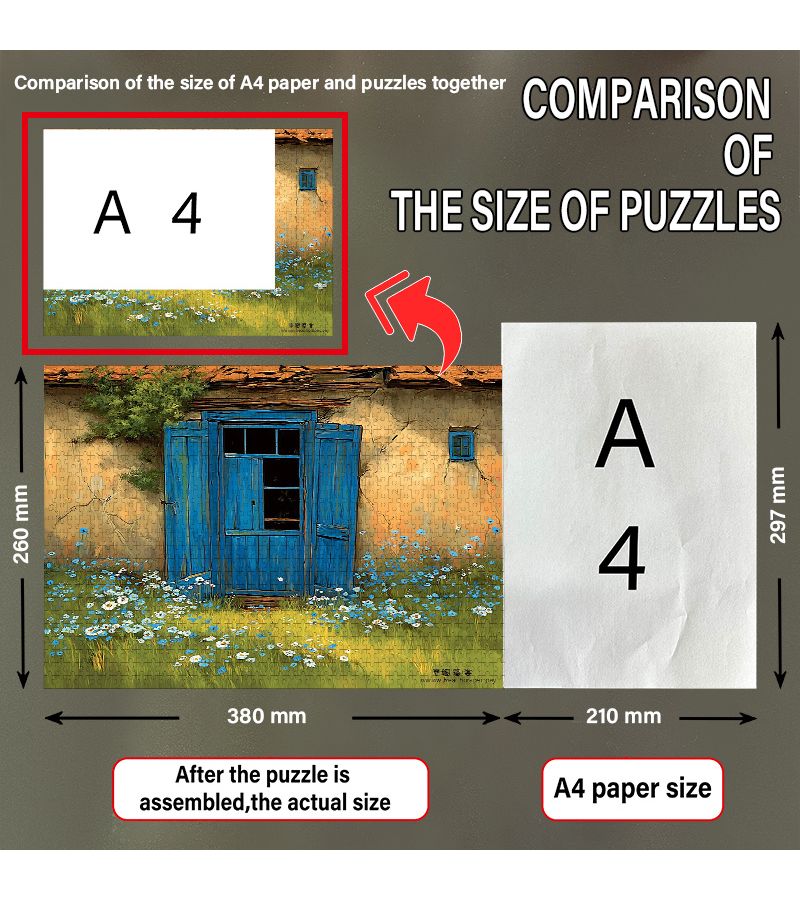 A 500 Piece Large Jigsaw Puzzle 27.56x19.69inch Adult Puzzle Featuring Blue Window Lattice Floral Scene Gift for Birthdays Valentine Day Mothers Day - Image 3