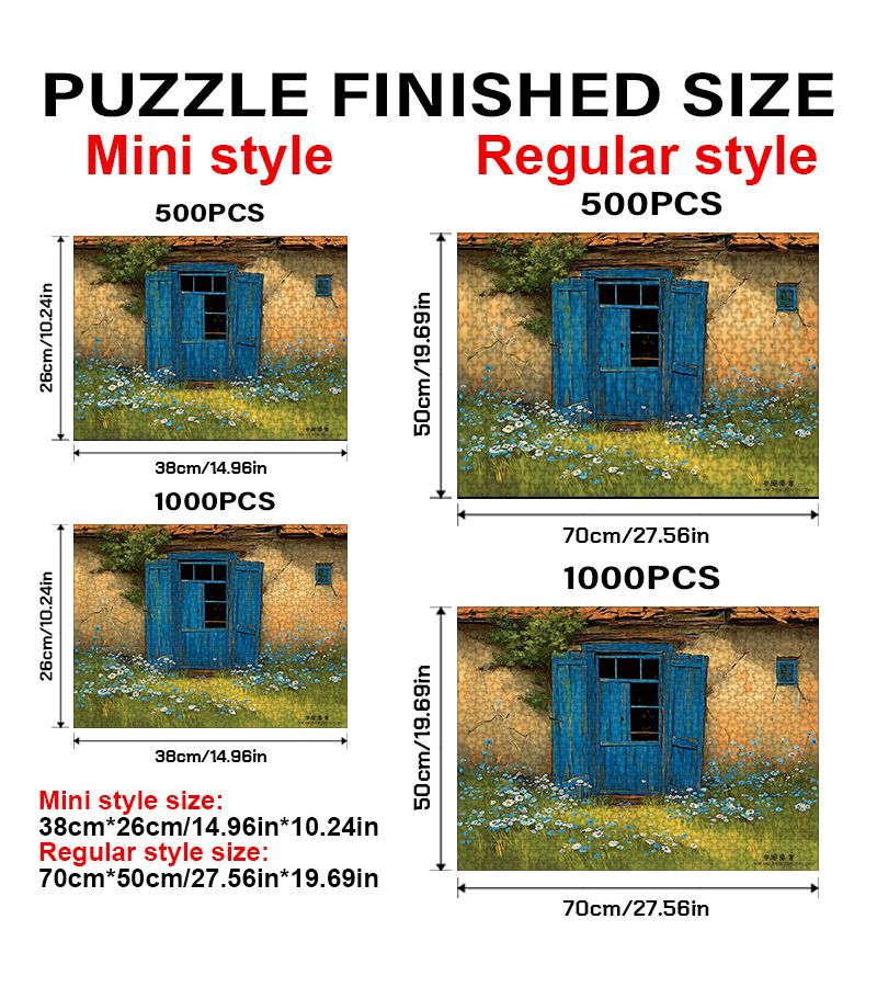 A 500 Piece Large Jigsaw Puzzle 27.56x19.69inch Adult Puzzle Featuring Blue Window Lattice Floral Scene Gift for Birthdays Valentine Day Mothers Day - Image 2
