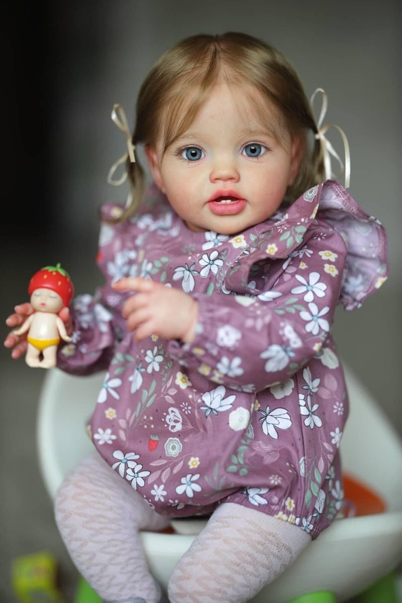 iCradle Handmade 24 Inch Realistic Girl Toddler Reborn Doll Weighted Soft Vinyl Silicone Reborn Baby Doll Lifelike Newborn Baby Dolls Birthday Toy Set for Kids Age 3+ - Image 4