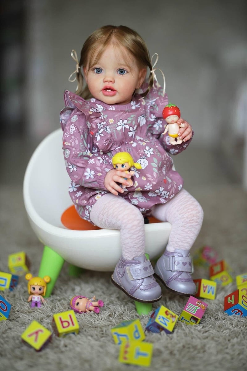 iCradle Handmade 24 Inch Realistic Girl Toddler Reborn Doll Weighted Soft Vinyl Silicone Reborn Baby Doll Lifelike Newborn Baby Dolls Birthday Toy Set for Kids Age 3+ - Image 2