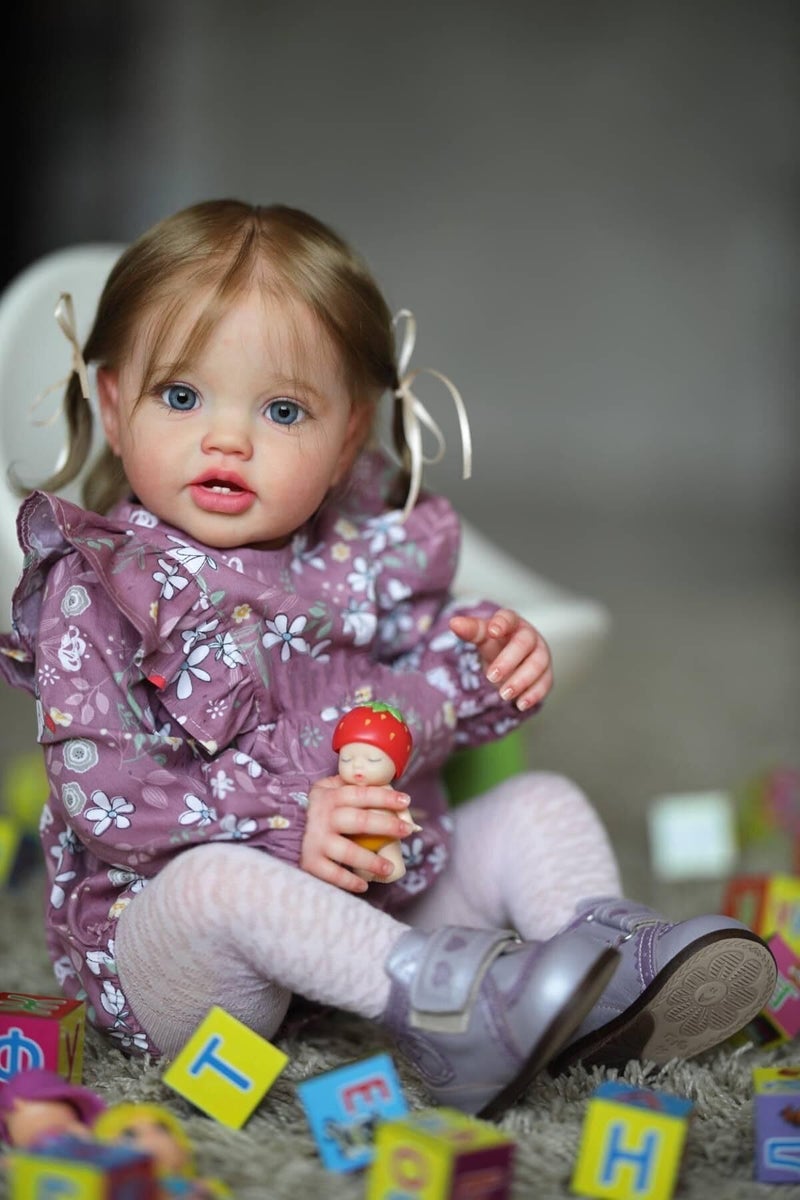 iCradle Handmade 24 Inch Realistic Girl Toddler Reborn Doll Weighted Soft Vinyl Silicone Reborn Baby Doll Lifelike Newborn Baby Dolls Birthday Toy Set for Kids Age 3+ - Image 3