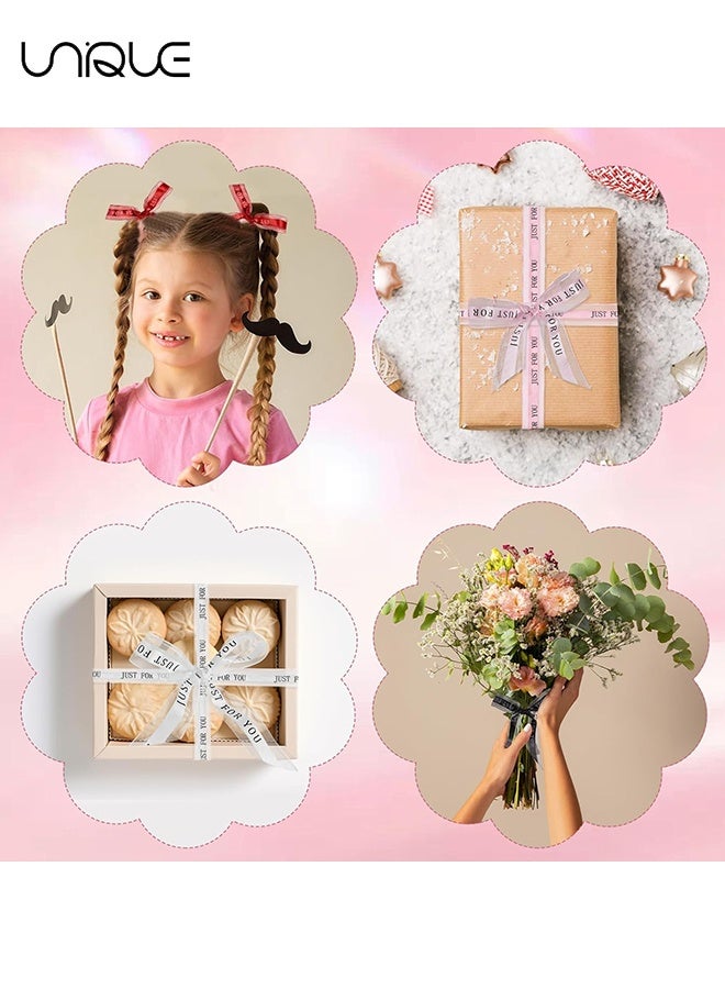 Unique 4 Rolls Satin Organza Ribbons with Printing - 1 inch x 40 yards (Total 160 yards) - Transparent Gauze Ribbon - Birthday Party Decoration Color Tape - Ribbons For Bouquets, Craft Supplies, Fabric, Handmade Wedding Bouquets Material, Gift Packaging Materials - Image 5