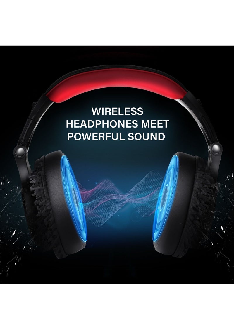 OneOdio A70 Wirless Bluetooth Over-Ear Headphone with Shareport 3.5Mm/6.35Mm Stereo Jack For Guitar Amp Computer PC Tablet Home Office Travel Black Red - Image 2