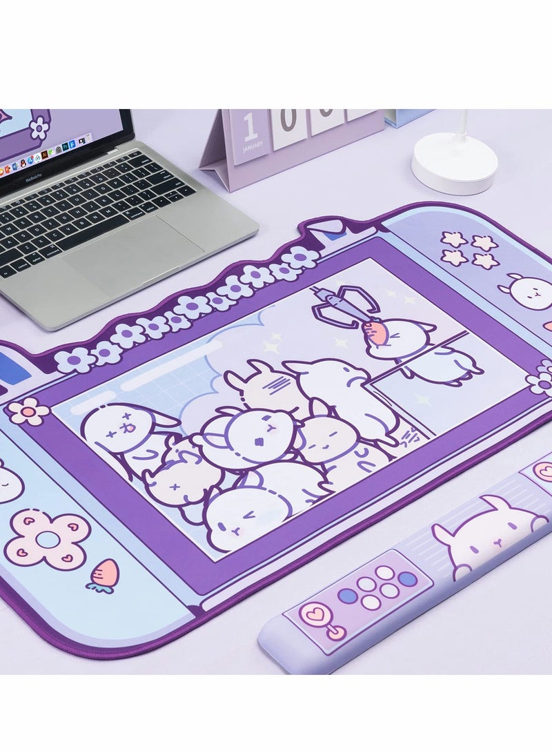 Excefore Large Rabbit Mouse Pad and Wrist Rest Set - 80*44cm Non-Slip Rubber Base Desk Pad for Keyboard and Mouse Perfect for Gaming or Home Office Work (Mouse Pad and Wrist Rest) - Image 4