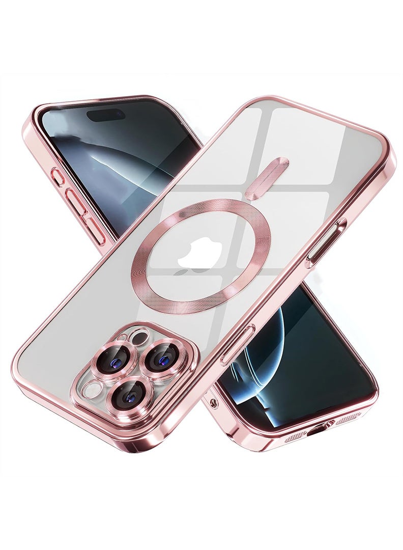 Theodor Premium Soft Clear Case for iPhone 16 Pro Max Camera Lens Full Protection, Compatible with MagSafe Wireless Charging, Shockproof Electroplated TPU Phone Cover iPhone 16 Pro Max 6.9 Inch 2024 -Pink  - Image 1