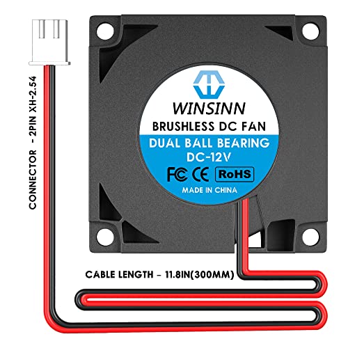 WINSINN 40mm Blower Fan 12V, 3D Printer Micro 12 Volt Fans Blower 4010 Dual Ball Bearing, with Air Guide Parts, 40mmx10mm 2PIN (Pack of 2Pcs) - Image 4