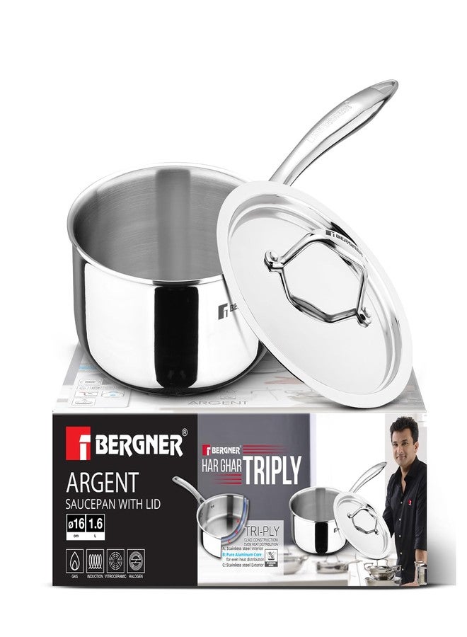 BERGNER Argent Stainless Steel Saucepan with Lid ( 16cm, Silver) - Image 1