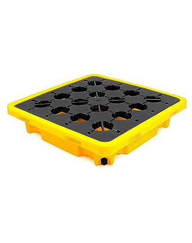 QWORK Single Drum Spill Containment Pallet – 26x26in Static Spill Platform for Workshop, Lab & Storage - Image 1