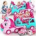 newcrave 7 in 1 Carrier Truck Cars Toys for 1 2 3 Year Old Girls Toddlers Girl Toy with 6 Mini Cars Princess Girl Car Toys Age 1 2 with Light Music 2 Year Old Girls Gifts for Christmas Birthday - Image 2