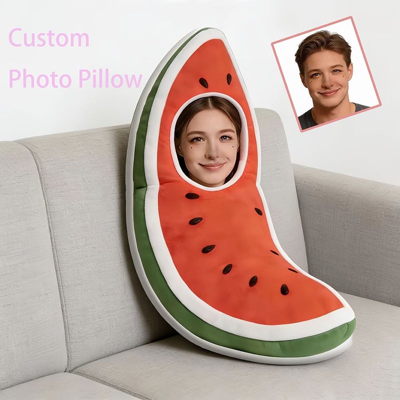Personalized Funny Watermelon Face Pillow 8 Inch With Your Photo - Image 4