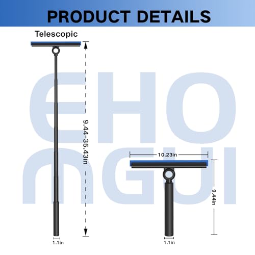 EHOMGUI Squeegee for Window Cleaning, Shower Squeegee with Extension Pole, Telescopic Squeegee, Extendable Window Cleaner Tool for Car Windows, Tile Walls, Sliding Door, Shower Glass Door - Image 2