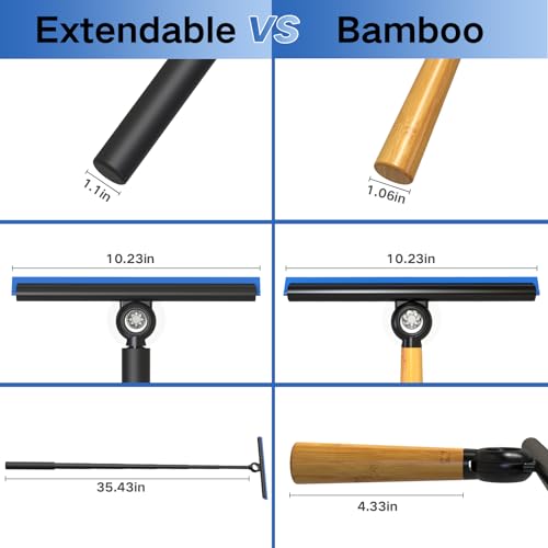 EHOMGUI Squeegee for Window Cleaning, Shower Squeegee with Extension Pole, Telescopic Squeegee, Extendable Window Cleaner Tool for Car Windows, Tile Walls, Sliding Door, Shower Glass Door - Image 3