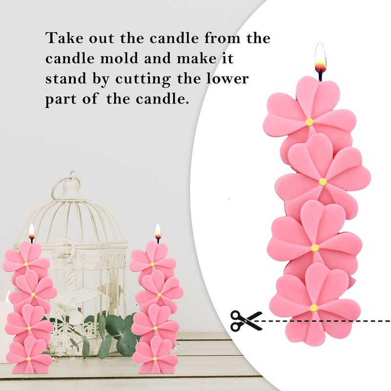 MoldBerry 2 Cavity Simple Flower Shape Candle Mould, Joint Flower Candle Making Multi-Purpose Silicone Molds for Chocolate Resin soap (4.5 x 3.7 x 0.5 Inch) - Image 4