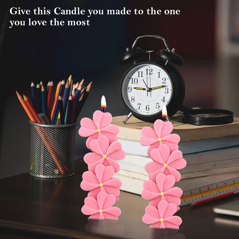 MoldBerry 2 Cavity Simple Flower Shape Candle Mould, Joint Flower Candle Making Multi-Purpose Silicone Molds for Chocolate Resin soap (4.5 x 3.7 x 0.5 Inch) - Image 2