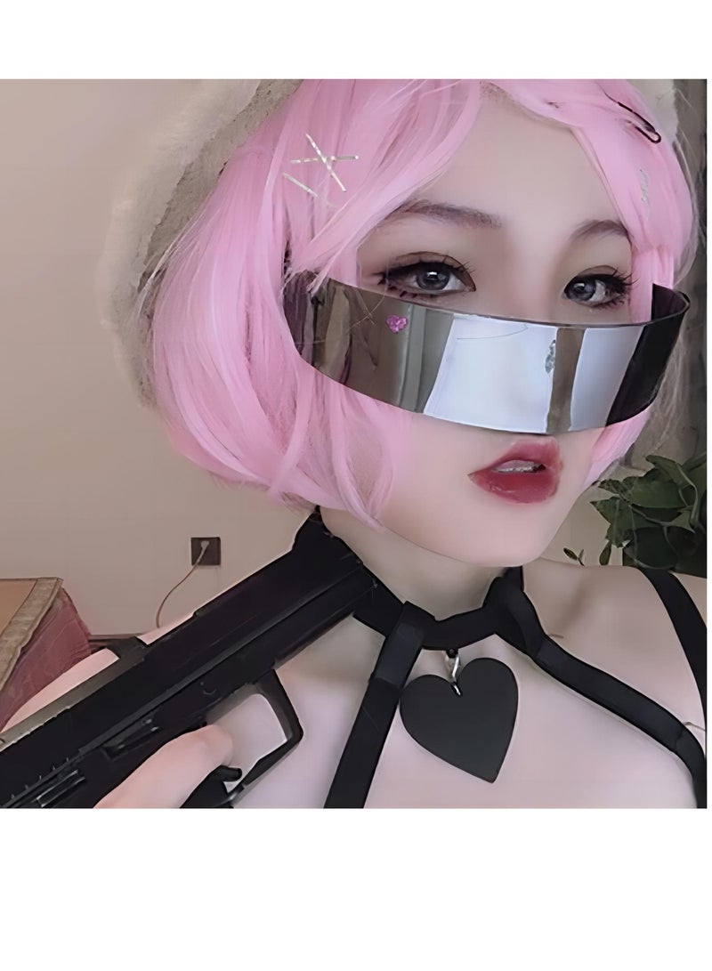 SYOSI 6 Pieces 80s Futuristic Cyclops Visor Sunglasses with Semi Translucent Back to Future Inspired Costume Futuristic Wrap Visor Sun Glasses for Men Women Cyclops Futuristic Style - Image 2