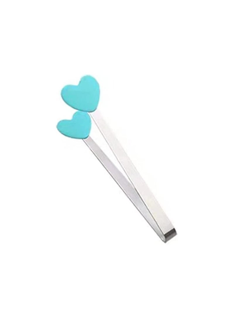 Spaceshoop Silicone Mini Tongs Stainless Steel Serving Food Tongs with Silicone Tips for Sugar Cubes Ice Appetizers Toaster random shapes  - Image 2