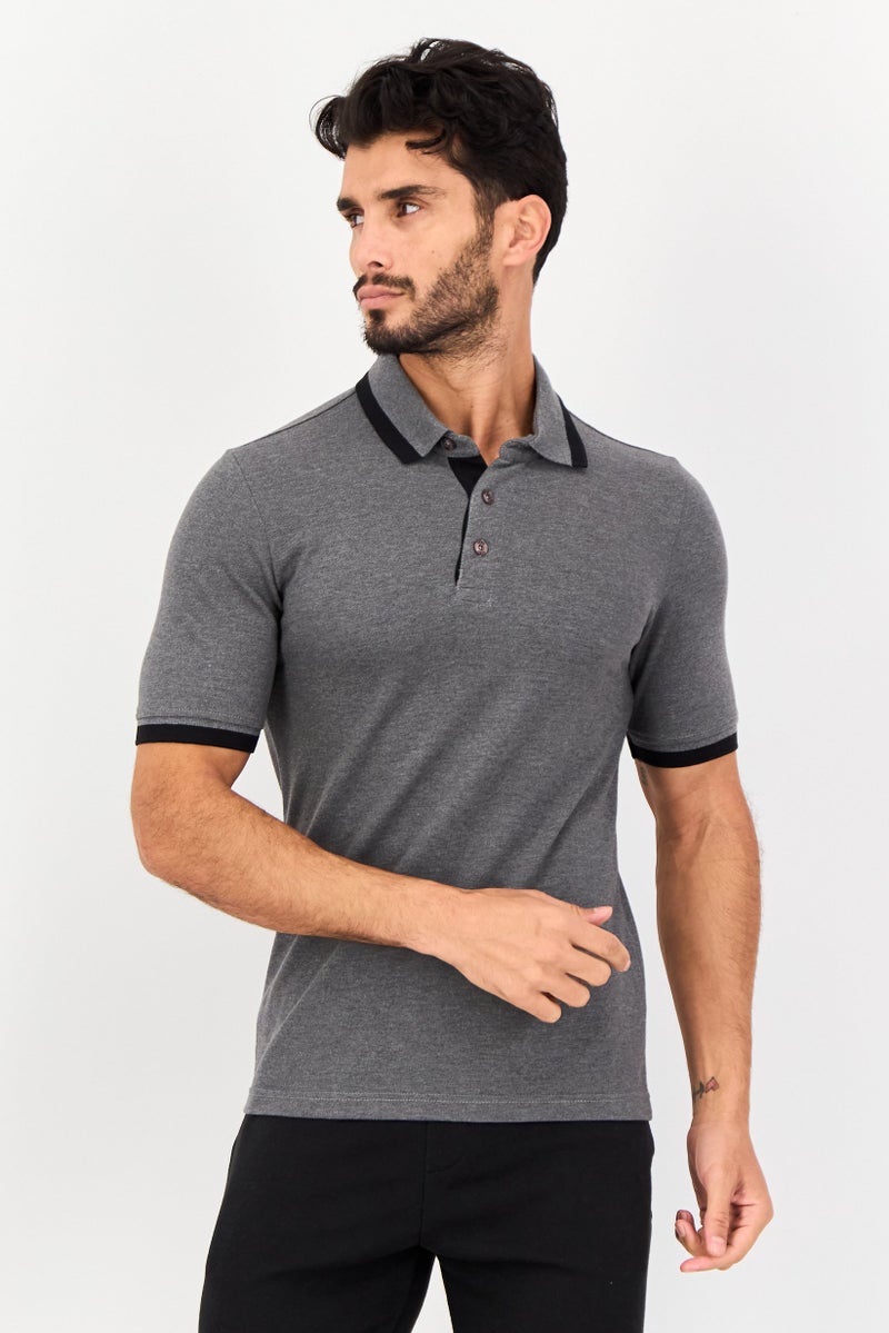 PUMA Men Sportswear  Fit Heather Short Sleeves Outdoor Polo Shirt, Heather Grey - Image 1