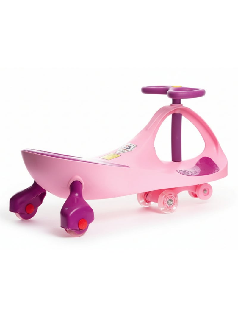 Top Gear Swing Car Ride-On with LED Wheels- Pink , 100% Assembled, Self-Propelled [TG 9004] - Image 4
