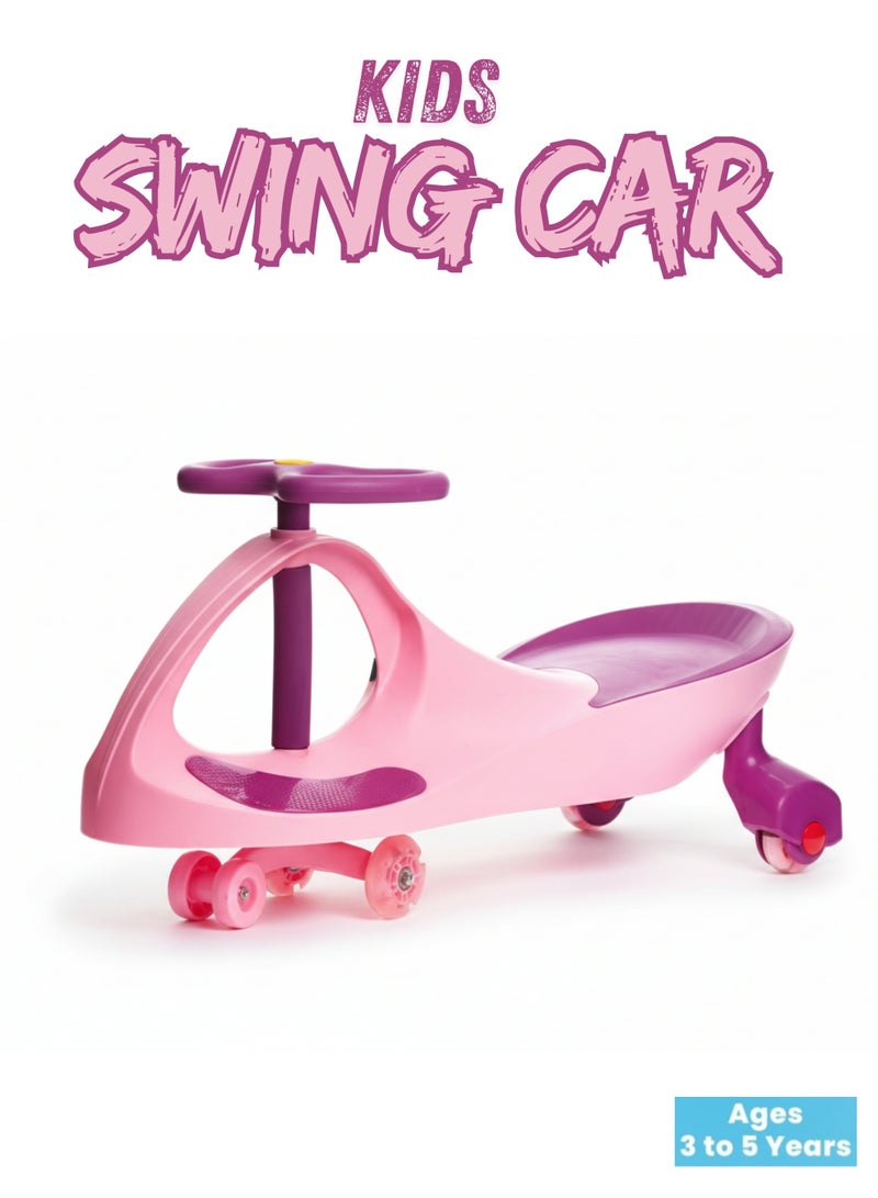 Top Gear Swing Car Ride-On with LED Wheels- Pink , 100% Assembled, Self-Propelled [TG 9004] - Image 1