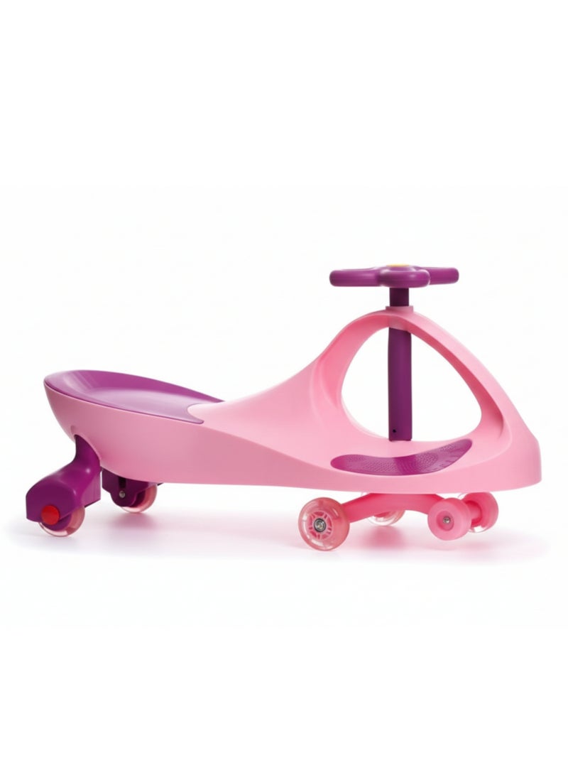 Top Gear Swing Car Ride-On with LED Wheels- Pink , 100% Assembled, Self-Propelled [TG 9004] - Image 2