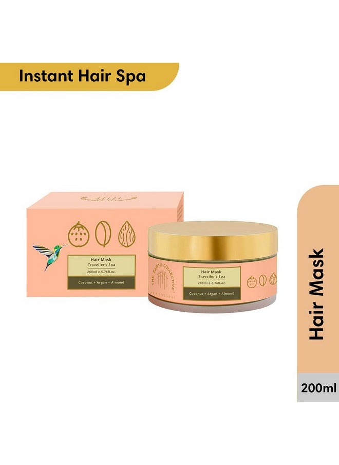 THE EARTH COLLECTIVE - Hair Hydration Mask For Dry And Frizzy Hair | Contains Coconut, Argan & Almond, Restores Shine In Hair With Minimal Effort | Travelers Spa | Pack Of 200 Ml - Image 1