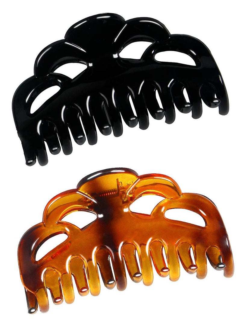 ACCGLORY Medium Hair Claw Clips for Women Fine Hair Plastic Claw Clamps Clips in Set ArcBlackBrownish RedM 