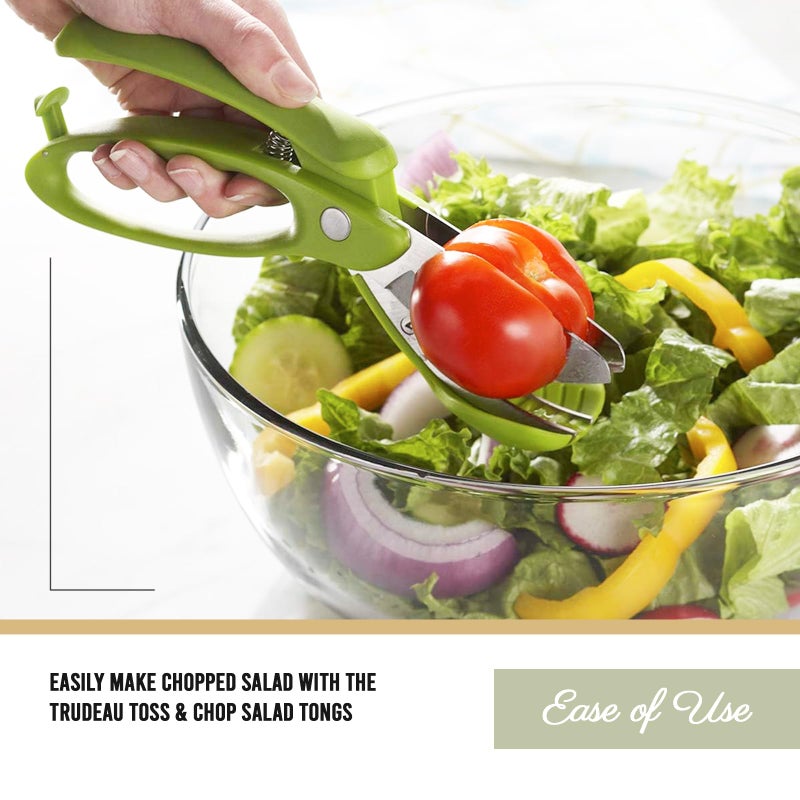 Trudeau Toss and Chop Salad Tongs, Stainless Steel - Multi-Function Salad Servers for Easy Tossing, Chopping, and Mixing - Durable and Ergonomic Design for Kitchen Use - Image 2