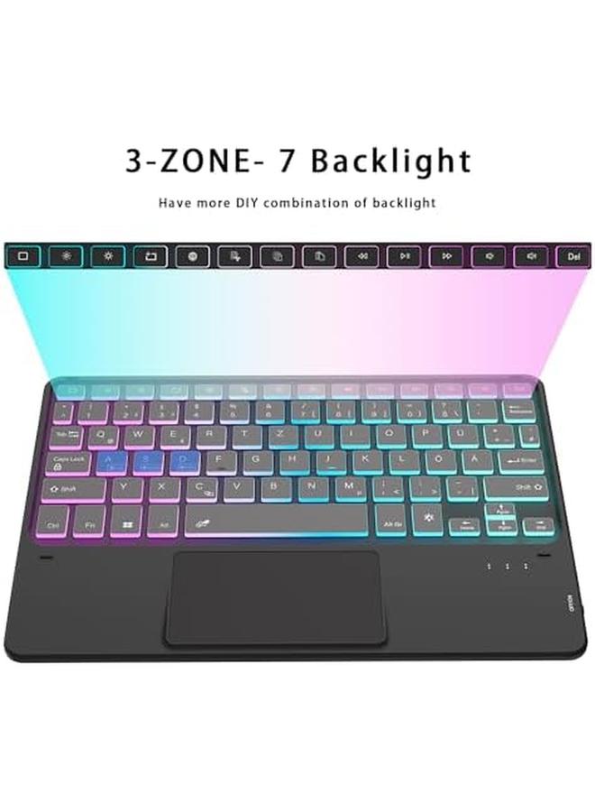 erorex Galaxy Tab A9 Plus A9 Plus 11 Inch Case With Keyboard Qwertz 3 Zone 7 Color Lighting Keyboard With Trackpad Keyboard Case With Pen Holder For Samsung Galaxy Tab A9 Plus 2023 (Sm X210 X215 X216B) - Image 5