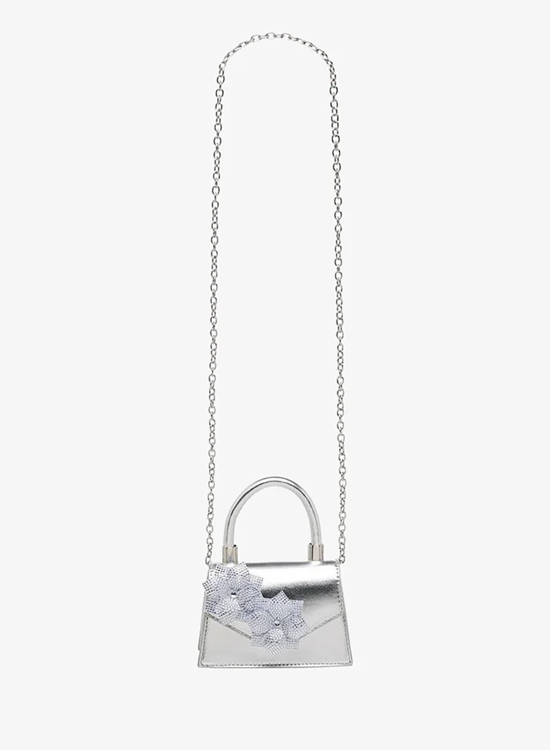 سيليست Floral Embellished Crossbody Bag with Chain Strap