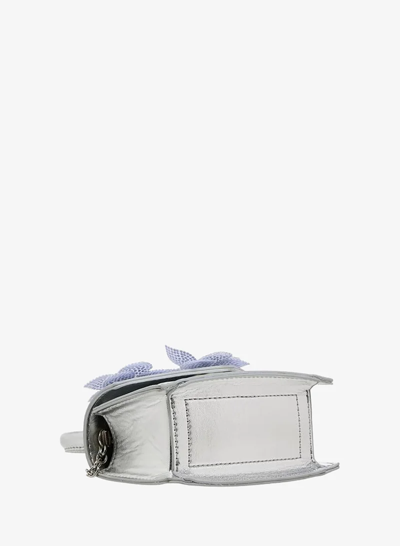 Celeste SILVER Floral Embellished Crossbody Bag with Chain Strap for Women | Best Price UAE