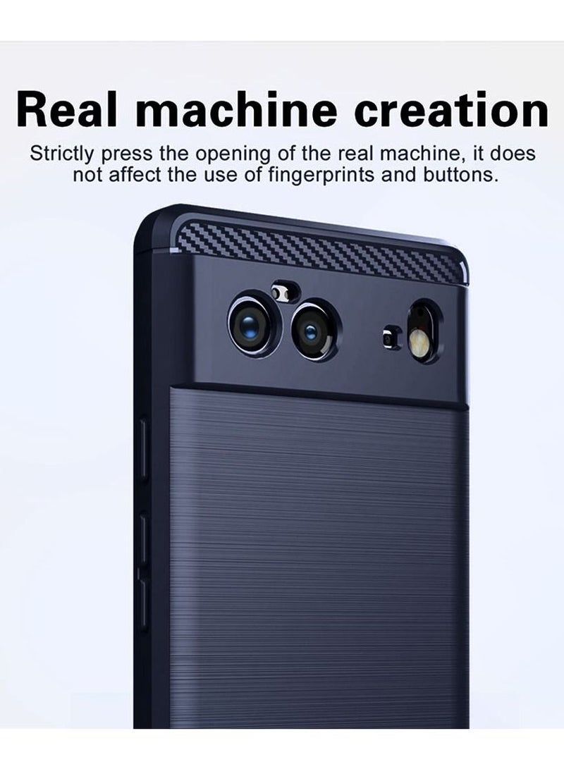 CATANES Google Pixel 6 Case Slim Soft TPU Brushed Carbon Fiber Anti-Fingerprint Shockproof Cover Dark Blue  - Image 5