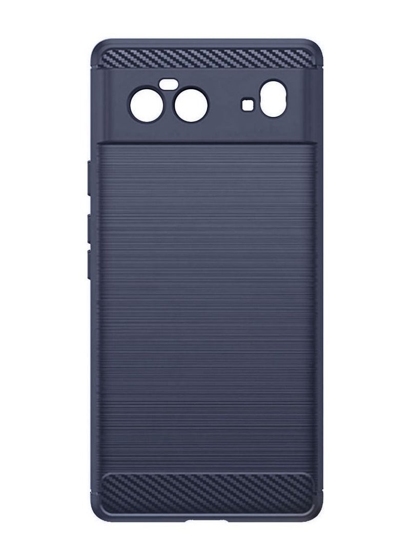 CATANES Google Pixel 6 Case Slim Soft TPU Brushed Carbon Fiber Anti-Fingerprint Shockproof Cover Dark Blue  - Image 3