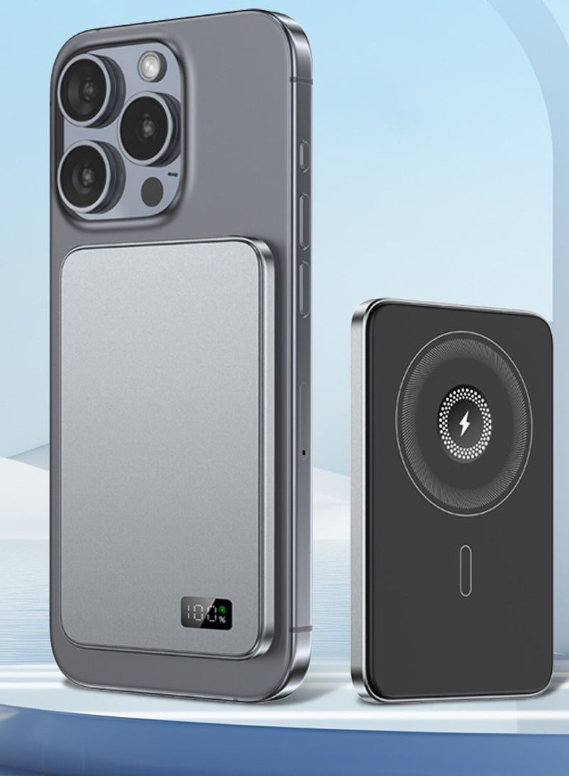 ه البركة [10000 مللي أمبير] بنك طاقة 3 في 1 بقوة 20 واط PD مع شحن لاسلكي مغناطيسي (للهاتف، الساعة، السماعات) – تصميم نحيف متوافق مع MagSafe - Image 4