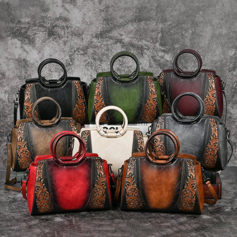 Spot 2025 Spring New Retro Luggage Leather Goods Flower Pu Small Square Bag Pattern Women'S Shoulder Bag - Image 5