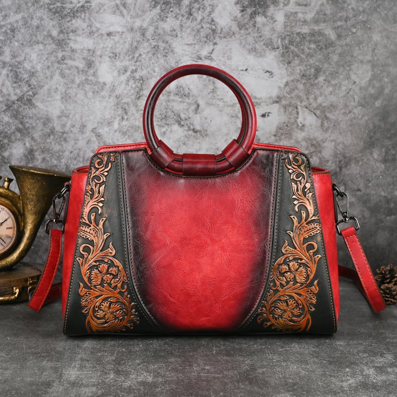Spot 2025 Spring New Retro Luggage Leather Goods Flower Pu Small Square Bag Pattern Women'S Shoulder Bag - Image 3