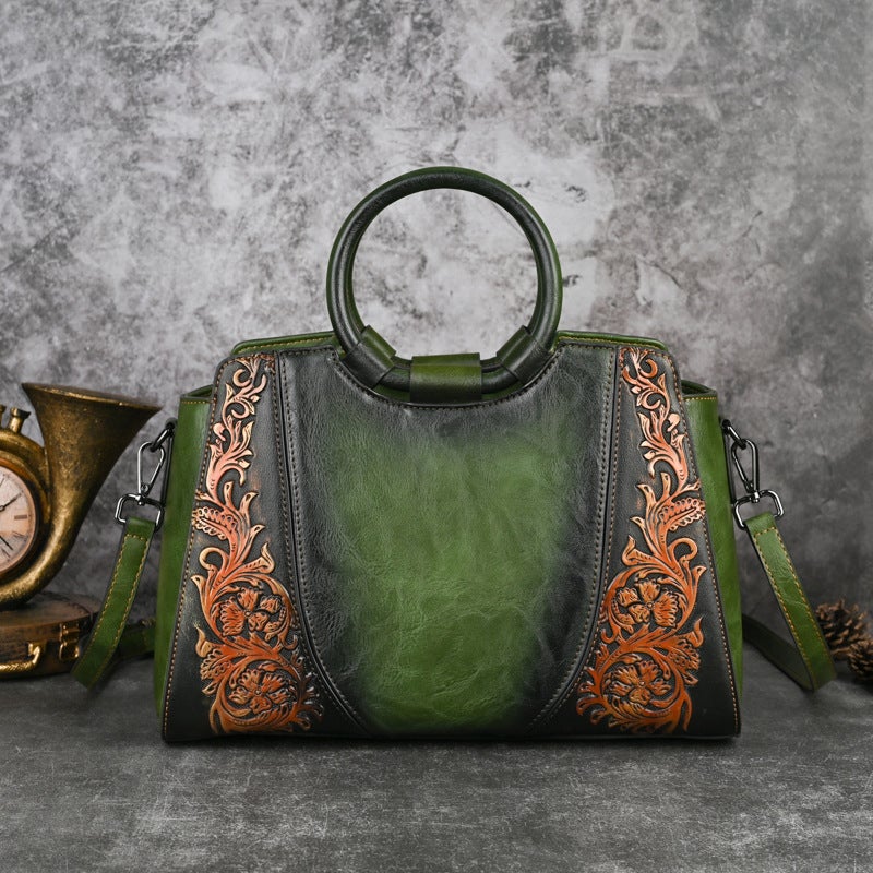 Spot 2025 Spring New Retro Luggage Leather Goods Flower Pu Small Square Bag Pattern Women'S Shoulder Bag - Image 4